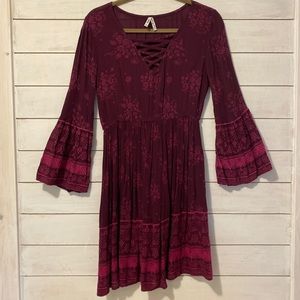 Boho Burgundy Dress Small